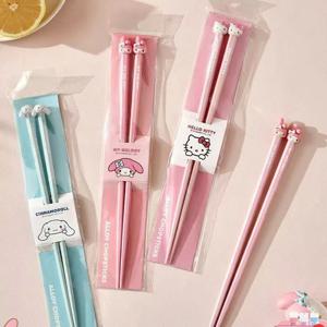 산리오 헬로키티 멜로디 시나모롤 합금 젓가락 케이티 캣 신상 식사 공유 특별 논슬립 커플 스타일 젓가락 선물