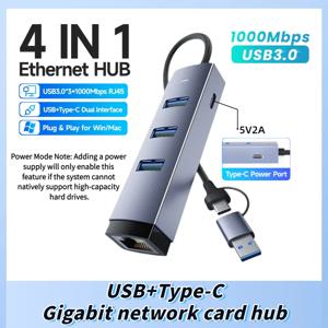 USB 3.0 허브 1000Mbps USB 이더넷 어댑터 타입 C 네트워크 카드 USB to RJ45 기가비트 이더넷 어댑터 맥북 노트북 컴퓨터용