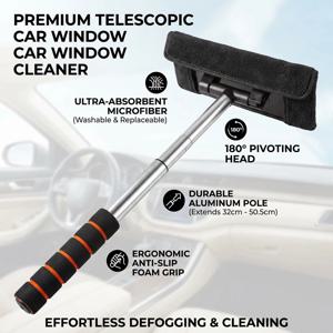 자동차 앞 유리 김서림 방지 브러시 텔레스코픽 롱 핸들 자동차 가정용 유리 청소 브러시 먼지 제거 도구