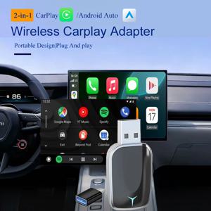 2in1 무선 카플레이 어댑터 안드로이드 오토 동글 유선에서 무선으로 플러그 앤 플레이 USB AI 스마트 박스 차량 지능형 시스템