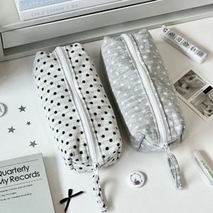 인스 캐주얼 스타일 물방울 무늬 필통 대용량 한국 패션 메이크업 가방 휴대용 학생용 문구 정리함