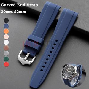 롤렉스용 20mm22mm 스와치용 고무 스트랩 유니버설 남성 여성용 곡선형 실리콘 시계 밴드 시티즌 스포츠 방수 벨트