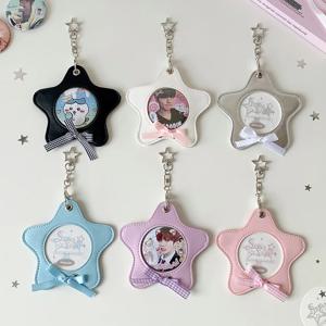 INS 한국 스타일 패션 스타 사진 카드 홀더 귀여운 소녀 아이돌 3인치 사진 보관 만화 백팩 장식 키체인 선물