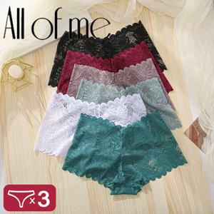 3Pcs 여성 팬티 섹시한 레이스 여성 속옷 플러스 사이즈 속옷 대형 경량 원활한 낮은 허리 팬티 통기성