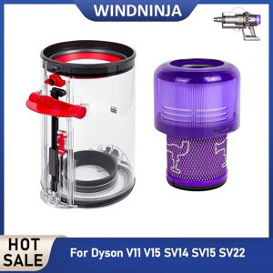 다이슨 V11 V15 SV14 SV15 SV22 진공청소기용 먼지통 및 헤파 필터 키트, 먼지통 후면 필터 부품 교체