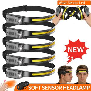 센서 LED 헤드램프 USB 충전식 헤드 토치 5가지 모드 조명 헤드라이트 손전등 러닝 라이트 캠핑 토치 비상 램프