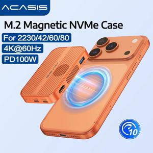 아카시스 10Gbps 마그네틱 M.2 NVMe SSD 인클로저 6-in-1 USB-C 도킹 스테이션 (아이폰 17/17 Pro/아이폰 16/16용, 쿨링 팬 포함) ﻿