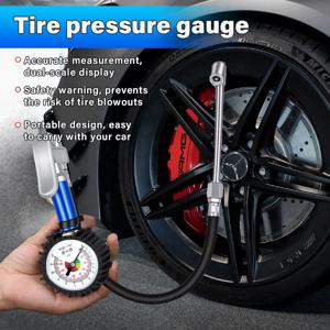 인플레이터 건 타이어 인플레이터 게이지 펌프 건 12  자체 클램핑 타이어 인플레이터 (공기압 게이지 및 퀵 에어 커넥터 포함)