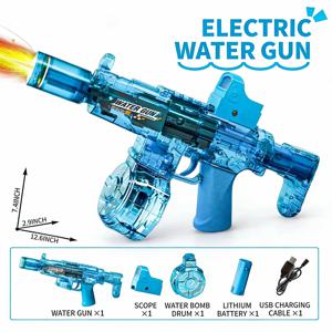 시뮬레이션 발사 및 반동 기능 전동 물총 장난감 어린이 자동 센서 조명 물총 여름 야외 해변 어린이 장난감