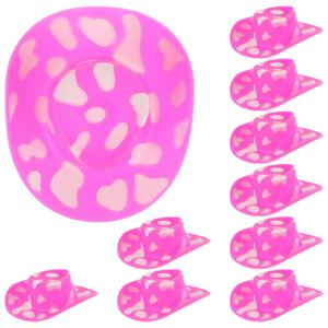 10Pcs 미니 서부 카우보이 카우걸 모자 귀여운 미니어처 플라스틱 모자 DIY 장식을위한 파티 공예 액세서리