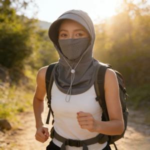 여성용 여름 풀페이스 헤드기어, 새로운 아이스 실크 자외선 차단 사이클링 넥 프로텍터 통기성 일체형 선스크린 마스크