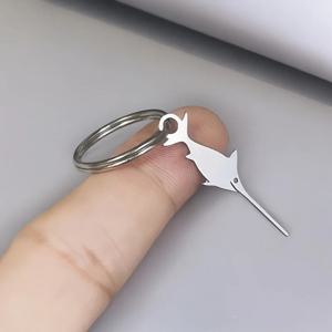 1Pc 304 스테인레스 스틸 Swordfish SIM 이젝터 도구, 창의적인 전화 카드 이젝터, 창의적인 키체인, SIM 카드 핀, 배낭 펜던트