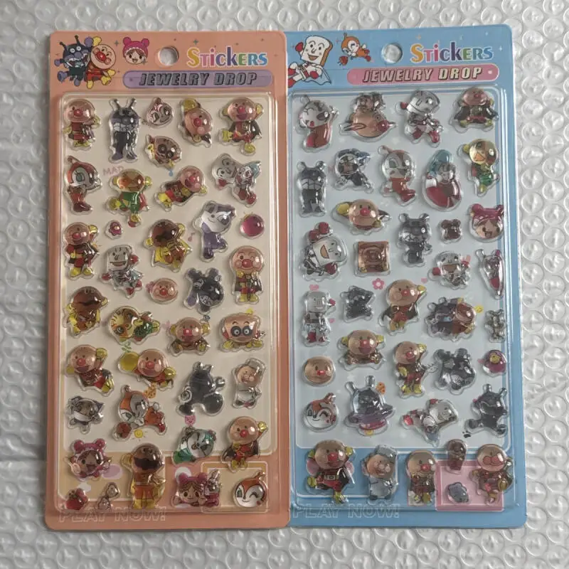 Anpanman 만화 투명한 릴리프 스티커 애니메이션 주변 장식 장난감 Diy 전화 케이스 컴퓨터 소년 소녀를위한 생일 선물