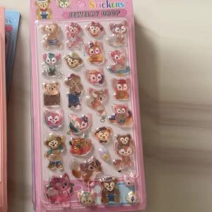 2 Pcs 디즈니 Stellalou 3D 릴리프 크리스탈 스티커 소년 소녀 보상 스티커 학생 Diy 스크랩북 전화 케이스 장식 선물 장난감