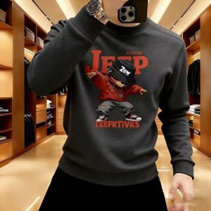 2026년 봄, 가을용 새로운 고품질 지프 라운드넥 긴팔 프린트 스웨트셔츠, 패셔너블하고 캐주얼한 면 소재 상의