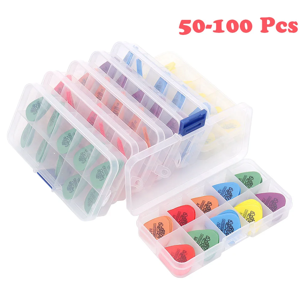 50&100 Pcs 어쿠스틱 일렉트릭 기타는 Dunlop Plectrum 기타 액세서리(박스 두께 0.5mm-1.14mm)를 선택합니다.