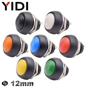 5/10pcs PBS 33B 미니 Samll 플라스틱 푸시 버튼 라운드 헤드 ON OFF 순간 스위치 2 핀 12mm 방수 전원 리셋 비 잠금