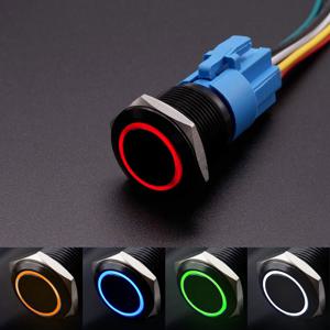 고정 PC 전원 공급 스위치가 있는 금속 푸시 버튼 스위치, 자동차 엔진 시동 정지 백라이트 LED, 16mm, 19mm, 22mm, 3V, 5V, 6V, 12V, 24V