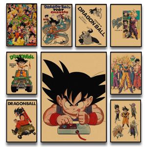 일본 주변 애니메이션 레트로 드래곤 볼 포스터 Goku Gohan Vegeta 피콜로 Friza 캔버스 회화 인쇄 벽 예술 어린이 선물