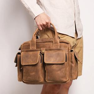 하이엔드 빈티지 A4 브라운 블랙 100% 정품 가죽 임원 사무실 남성 서류 가방 메신저 가방 포트폴리오 핸드백 M1636