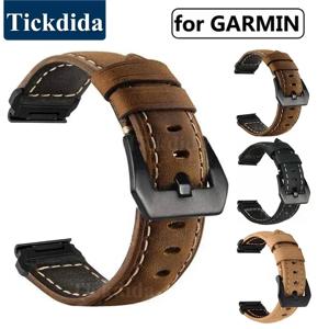 Garmin Epix Pro 51mm 47mm Tactix 8 7 Pro Fenix ​​8 7 7X Enduro3 정품 가죽 시계 밴드 액세서리 용 Quickfit 26mm 22mm 스트랩