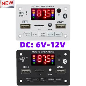 6V 12V 블루투스 5.0 MP3 디코딩 보드 모듈 무선 자동차 USB MP3 플레이어 TF 카드 슬롯 USB FM 마이크 핸즈프리 제어