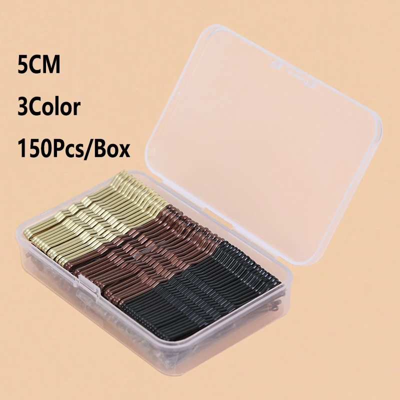 50-150Pcs 5cm 웨이브 바비 핀 합금 골드 블랙 머리핀 간단한 헤어 클립 자용 웨딩 신부 여자 여자 헤어 스타일 도구