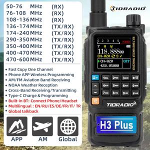 TIDRADIO H3 Plus 워키토키 듀얼 PTT 에어밴드 장거리 라디오 무선 프로그래밍 USB Type-C 케이블 프로그래밍 및 충전