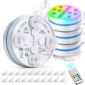 업데이트된 잠수정 13LED 수중 조명(원격 제어 포함) 수중 풀 조명 IP68 밝은 램프 RGB(연못/수영장/수족관용)