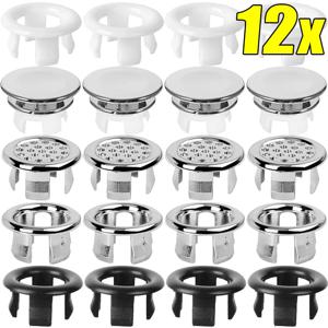 12/1pcs 주방 욕실 분지 트림 목욕 배수 캡 교체 세면기 라운드 플러그 커버에 대 한 플라스틱 싱크 구멍 오버플로 커버