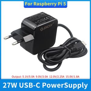 라즈베리 파이 5 전원 공급 장치, 27W 5.1V 5A USB C 타입 충전기 전원 어댑터, EU 미국 영국 플러그 충전기, 라즈베리 파이 5 4B RPI 5