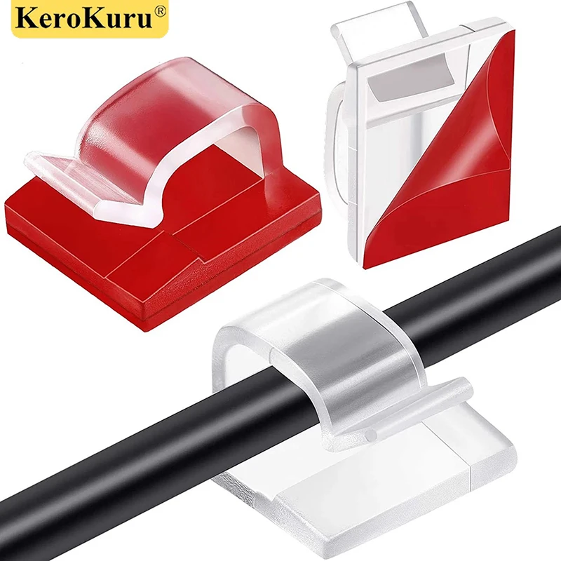 자체 접착 케이블 정리 클립 와이어 와인 더 홀더 이어폰 마우스 코드 클립 보호기 USB 케이블 관리 클립 와이어 관리