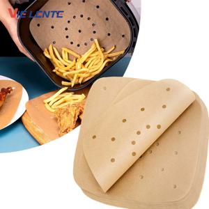 100Pcs 업그레이드 된 에어 프라이어 양피지 에어 프라이어 일회용 종이 라이너 사각형 천공 양피지 주방 도구