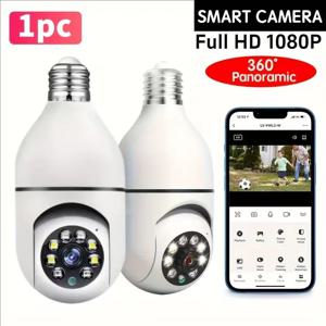 E27 전구형 감시 카메라, 실외 보안 카메라, 자동 야간 컬러 비전, 실내 동작 감지, 포커스 줌, WiFi 카메라