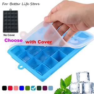 24구 실리콘 아이스 큐브 트레이 (뚜껑 포함) 무독성 대형 사각 얼음틀, 칵테일 파티 음료, 퓨레, 치즈, 젤리 몰드용