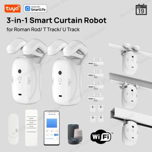 Tuya 스마트 커튼 로봇 커튼 모터 3-in-1 Tuya APP/원격 제어 시간 스위치, Roman T U 트랙용 풀 투 시작