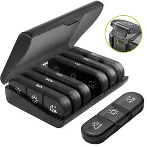 주간 알약 주최자 케이스 휴대용 여행 알약 상자 7 일 비타민을위한 대형 구획 의학 음식 응급 처치 키트