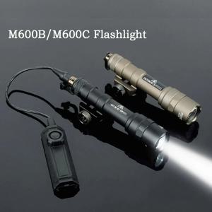 전술용 슈어파이어 M600 M300 에어소프트 강력 플래시라이트 듀얼 프레셔 스위치 AR15 20mm 레일 헌팅 LED 화이트 램프 스카우트 라이트