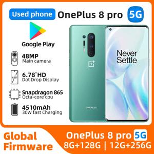 원플러스 8 프로 5G 휴대폰, 듀얼 SIM NFC 6.78 인치, 128GB, 256GB ROM, 48MP, 8MP, 5MP, 16MP, 4K @ 30/60fps 옥타코어 중고 휴대폰