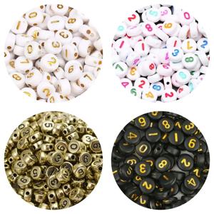 100-500PCS 아크릴 숫자 구슬 보석에 대 한 라운드 플랫 느슨한 스페이서 디지털 구슬 DIY 팔찌 목걸이 액세서리 만들기
