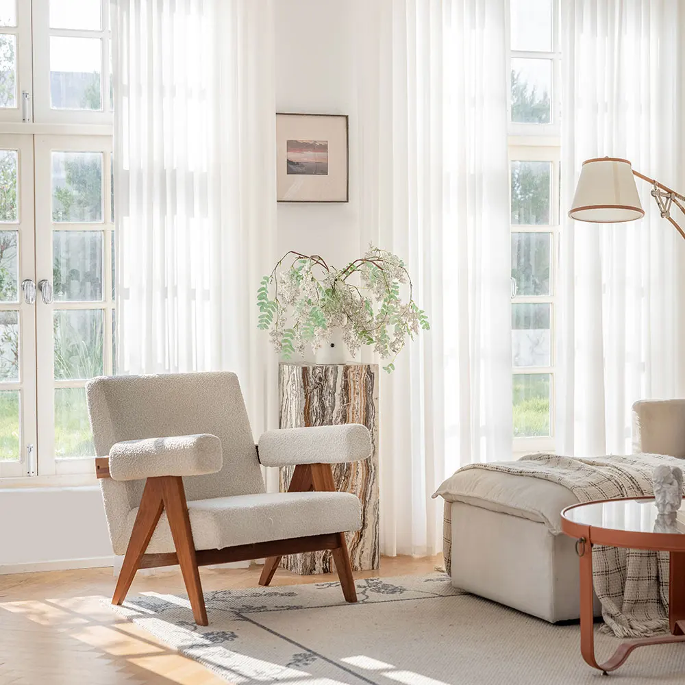 사라하우스 비침없는 밀크화이트 창문커튼 쉬폰 차르르 커튼