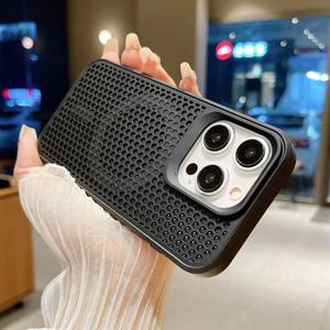 아이폰 16 15 14 13 12 Pro Max Plus용 마그네틱 마그세이프 쿨링 통기성 쉘 케이스, 충격 방지 방열 커버 케이스