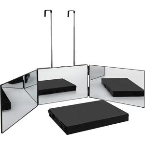 360 °   헤어 커팅용 메이크업 거울, 여행용 휴대용 셀프 헤어컷 거울, 면도 및 헤어 스타일링을 위한 조절 가능한 고리 포함