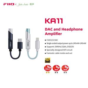 FiiO KA11 유형 C/Lightning-3.5mm 오디오 어댑터 32bit/384KHz, Android/iOS/Win용 USB 동글 HiFi DAC 증폭기