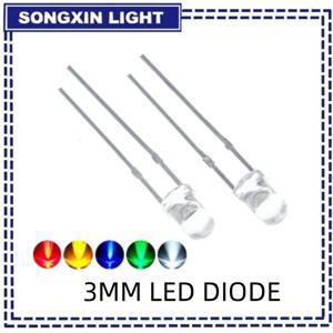 100 개/몫 3mm LED 다이오드 F3 모듬 키트 ibuw 흰색 녹색 빨간색 파란색 노란색 오렌지 핑크 보라색 따뜻한 흰색 DIY 발광 다이오드