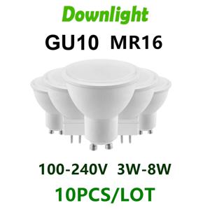 10PCS LED 스포트라이트 GU10 MR16 GU5.3 AC220V AC110V 3W-8W 38 120 학위 높은 루멘 따뜻한 흰색 빛 교체 50W 100W 할로겐 램프