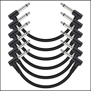 6팩 7.8인치 기타 패치 케이블, 컬러풀/블랙 기타 페달 케이블 이펙트 케이블 코드, 1/4인치 TS 직각 기타 패치 케이블