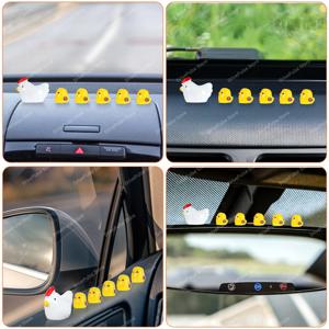 귀여운 미니 닭 자동차 장식, 재미있는 병아리 대시보드 및 백미러 장식품, 요정 정원 홈 액세서리, 독특한 자동차 선물