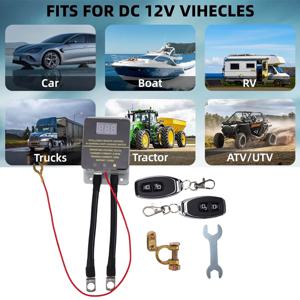 12V 자동차 배터리 차단 스위치 LED 디스플레이 무선 리모컨 자동 릴레이 누전 보호