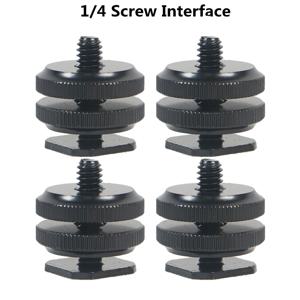 1/4 핫슈 마운트 휴대폰 거치대 듀얼 너트 콜드 슈 어댑터 브래킷, 더블 레이어 카메라 핫슈 어댑터 액세서리